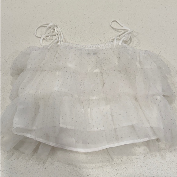 Lush NWT Tulle Tiered Cami tanktop top white gold - Picture 5 of 5